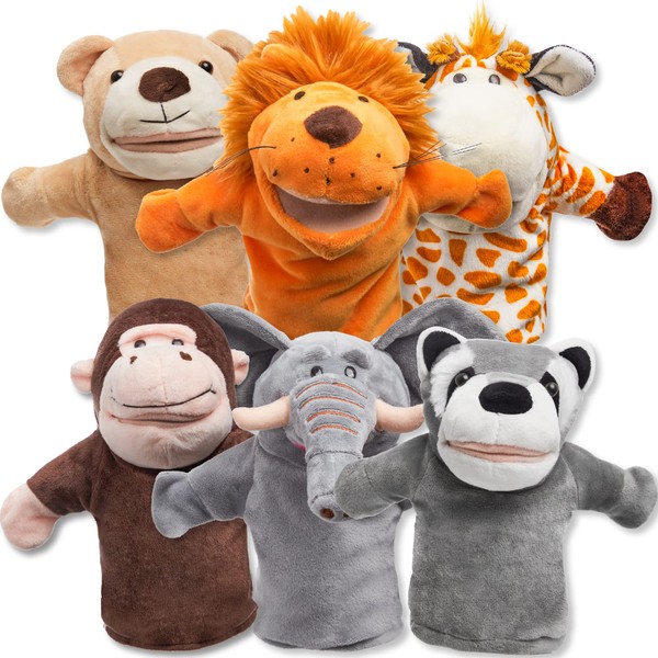 JOYIN 6Pcs Kids Hand Puppet Set with Working Mouth, Toddler