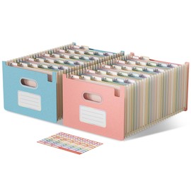 Accordion File Organizer, 26 Pockets Wheat Straw Expanding File Folders, Upright&Open Top, A-Z Bill Receipt Organizer, 100% BPA Free, Return to Nature, Healthy Living, Letter/A4 Size-2 Packs