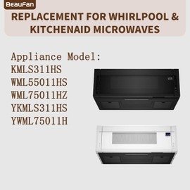 Beaufan 6 Pack Activated Charcoal Filters Replacement for Whirlpool & Kitchenaid Over The Range Microwaves KMLS311HS, WML55011HS, YKMLS311HS, YWML75011H, Compare to Part# W11282981 & W11223147