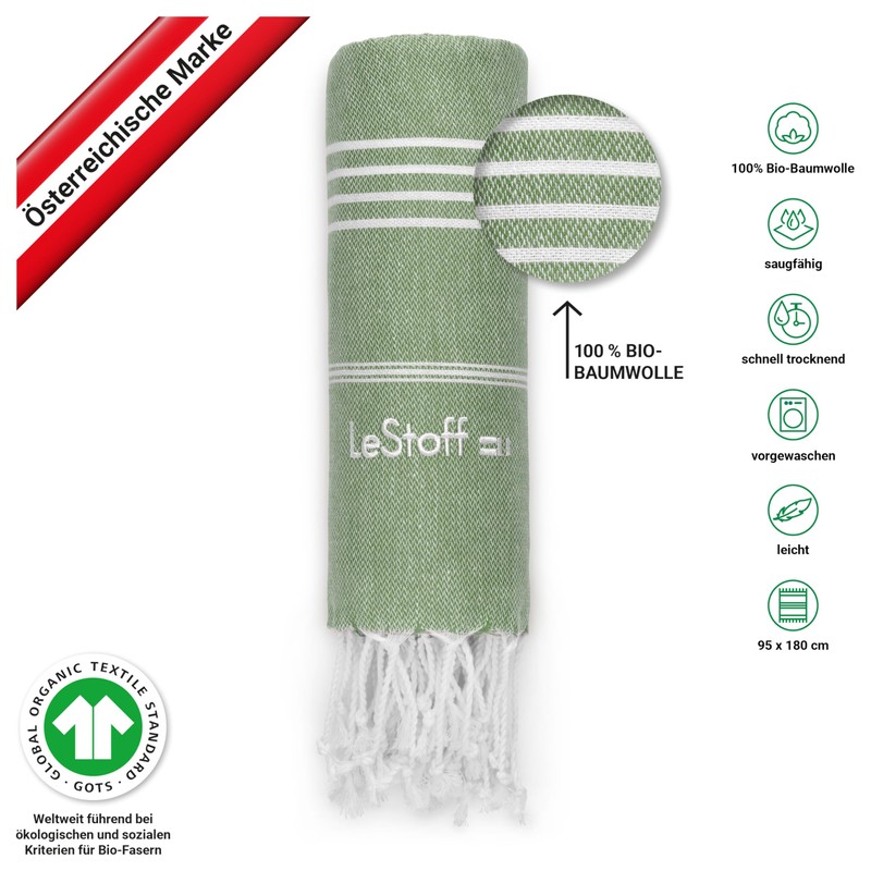 LeStoff Premium Hammam Towel (Set of 2) - 100% Organic