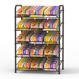 Fogein Can Organizer for Pantry, 5 Tier Can Rack Organizer Holds up to 60 Cans, Can Storage Dispenser Rack for food Storage, Kitchen Cabinet and Pantry,Bronze