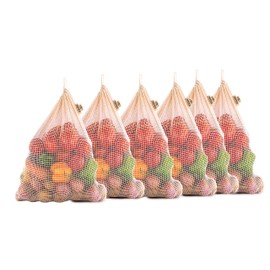 Reusable Product Bags 100% Organic Produce Bags | Extra Large Reusable Produce Bags, Lightweight Grocery Bags, Cloth Produce Bags, Mesh Net Shopping Bags, Onion and Potato Storage Bags Set of 6 (XL)