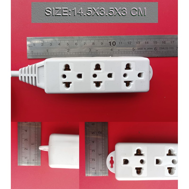 Adapter Power Strip,Europe, Switzerland, Brazil,Germany to US (White 6 FET)