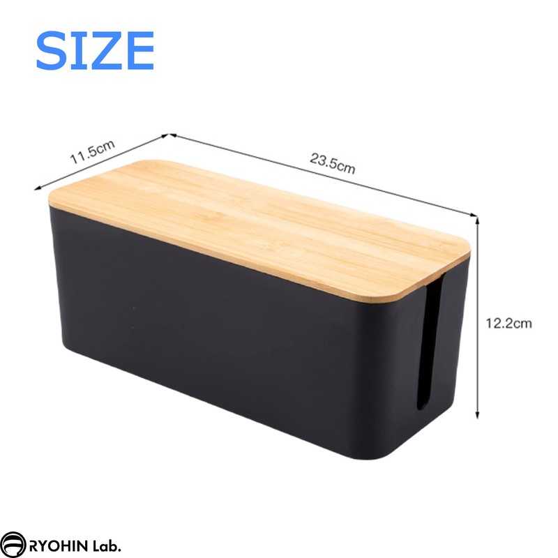 RYOHIN Lab Cable Box, Wooden, Slim Cord Storage, Cable Storage,