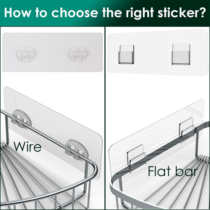 Jovware Shower Caddy Adhesive Replacement Stickers, Shower Organizer Adhesive Replacement