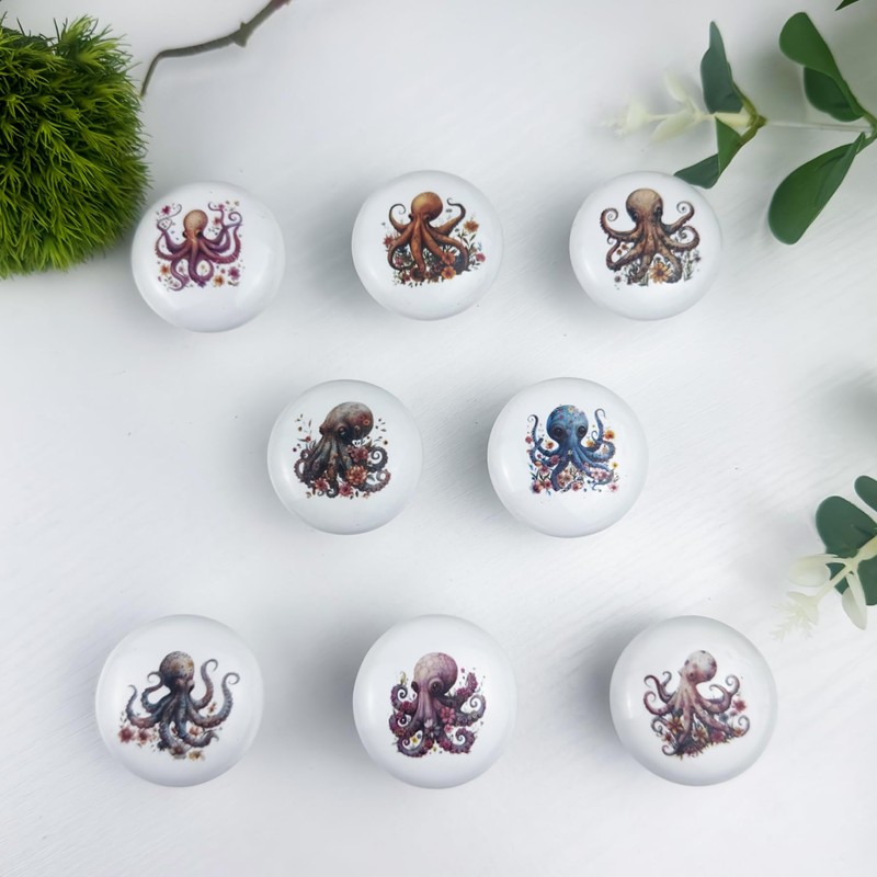 JamJam 1.5" 8PCS Octopus with Flower Cute Unique Under The