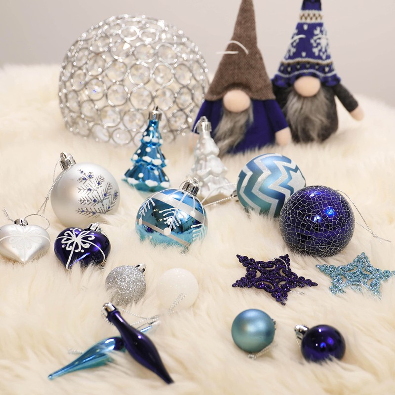 Valery Madelyn 70pcs 3-9cm Shatterproof Christmas Baubles Pack, Winter Wishes