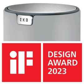 EKO Fandy Table Bin, 1.5L Mini Desk Rubbish Bin with Swing-Top Lid, 1.5 Litre Small Table Round Wastebasket for Office, Home, Bathroom, Bedroom, Car(Grey)