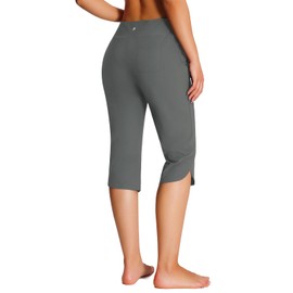 Emlovm Women's Modest Swimsuits Tankinis Capris Pants Long Swim Shorts Knee Length Beach Swimwear Tankini Bottoms with Pockets UPF50+ Summer Gray XX-Large