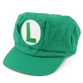 Armycrew Mario Luigi Wario Waluigi Fire Mario Embroidered Costume Newsboy Hat - Luigi Green