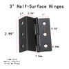 Tsnamay 6Pcs 3" Half-Surface Hinges Chest Hinges,1.8mm Thickness Bending Black