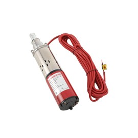 12V Solar Submersible Pump 1" 2300L/H Deep Well Submersible Pump, Max. Dive Depths: 30m/98.43ft, 200W Deep Well Pump Stainless Shell Alternative Energy Powered,Red