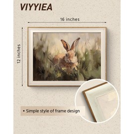VIYYIEA Framed Wall Art for Living Room, Rabbit Canvas Prints Vintage Home Decor, Animals Painting Picture Bathroom Wall Decor, Easter Gifts for Friends or Family -【Silly Bunny】-(16L x 12W)
