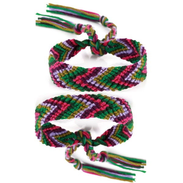 DonDon® 2 Unisex Friendship Bands - Plaited, Multi-Coloured Partner Bands