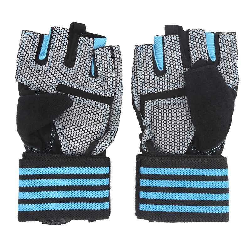 Half Finger Adjustable Cycling ShockAbsorbing Gloves AntiSlip Bicycle Gloves Blue(Blue