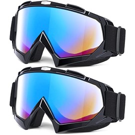 Adult Dirt Bike Goggles, 2-Pack ATV Motorcycle Goggles for Youth, Teens, Men & Women, Wide Vision Riding Off-Road Goggles