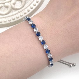 Uloveido Adjustable Tennis Bracelet for Women - 4mm Cubic Zirconia Classic Bracelet - Elegant Fashion Jewellery Gift for Women and Girls, Brass, Cubic Zirconia