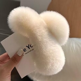 Generic- 【Material de alta calidad】La pinza para el cabello peluda está hecha de piel sintética esponjosa y acrílico duradero, cálido y liviano, y no se decolora fácilmente después de un uso prolongad