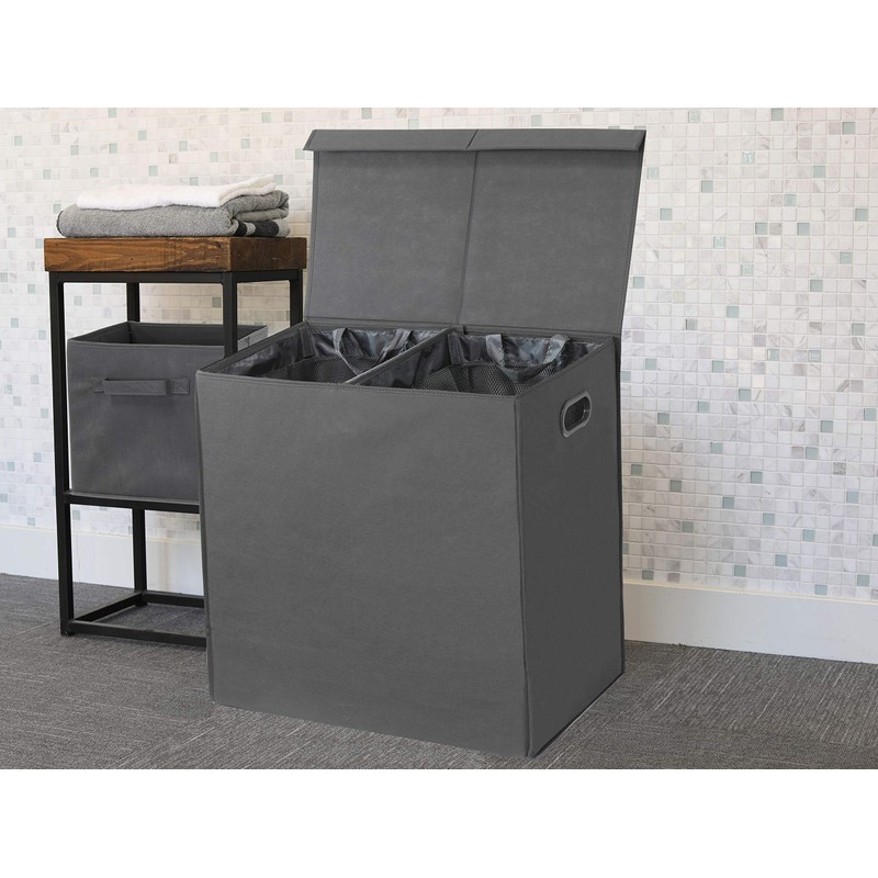 Simple Houseware Double Laundry Hamper with Lid and Removable Laundry