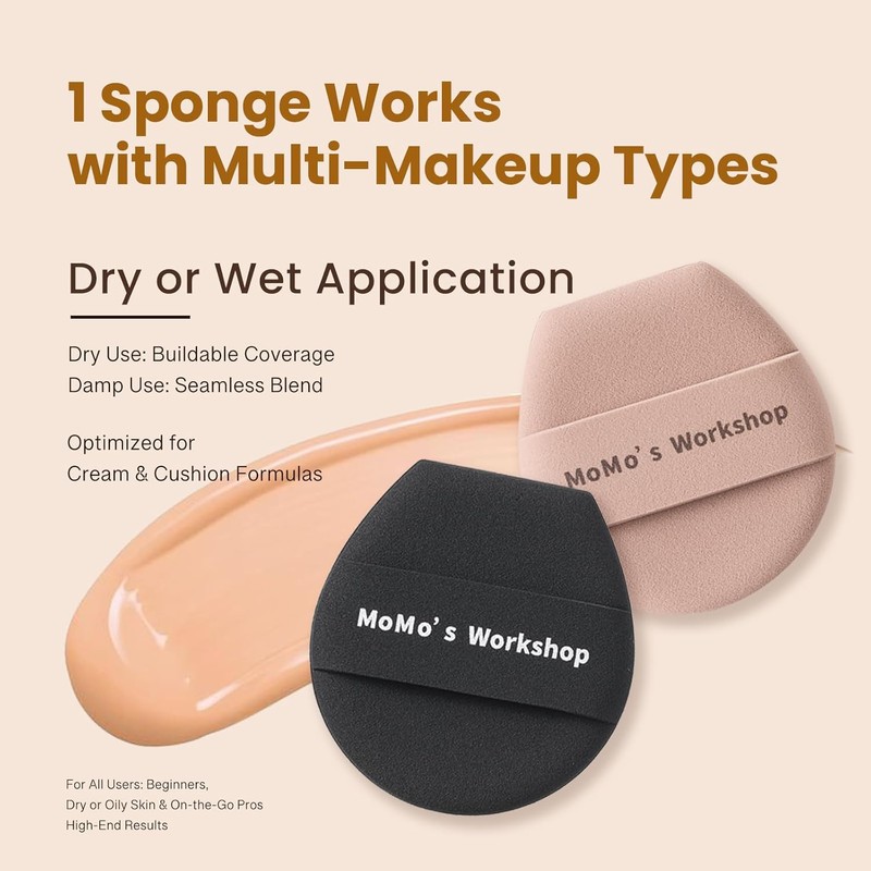 Momo's Workshop Makeup Sponge Puff, Large Beauty Puff for Quick