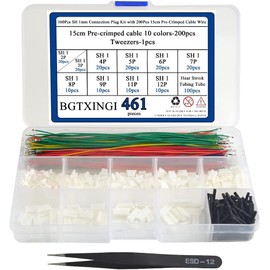 BGTXINGI 160 Pieces SH 1mm Connector Connector Kit with 200 Pieces 15cm Pre-crimped Cable Wire 2/3/4/5/6/7/8/9/10/12 Pin House, Compatible with JST PH Connector