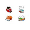 lihonzhi 4pcs Cat Book Enamel Lapel Pins Cute Animal Cat
