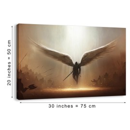 TEKMENT Fantasy Angel Stretched Canvas Wall Art for Bedroom Home Office Decoration, Abstract Anime Picture Print Painting Decor,Mysterious Religion Artwork Gallery Wrapped Gift,Inner Frame 20x30 IN