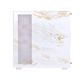 SEGOTEP Endura Pro- Special Loong Edition- Full View Dual Tempered Glass - Detachable Panels - ATX Gaming Mid Tower Computer Case - 6 PWM Fans Included-Dragon Art Design - White