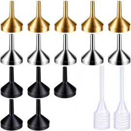 BJH Mini Funnel Set Made of Stainless Steel Includes 15 Metal Funnels 2 Transparent Mini Pipettes