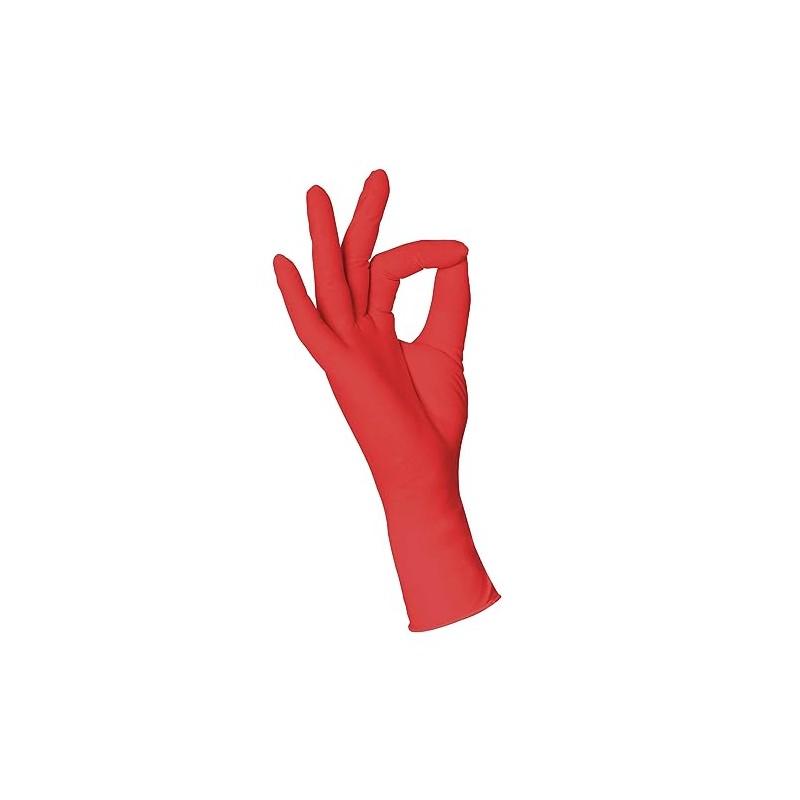 Herrmann Red Nitrile Gloves, S, Pack of 100, Red, Latex-Free,