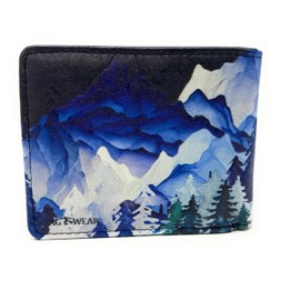 Shag Wear Big Horn Sheep Men's and Teen Boy's Billfold Wallet Vegan Faux Leather Black