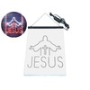 Jesus Saves Crosses Church Dual Color LED Neon Sign White