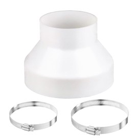 Round Ducting Reducer 150mm to 100mm mit Stainless Hose Clips, Reducer for Extractor Bonnet, 6 to 4 inch ABS Ducting Joint Exhaust air Hose Adapter for Ventilation Round Pipe Ventilation Duct