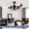 QWYUSD Industrial Caged Ceiling Fan with Lights and Remote, Black,