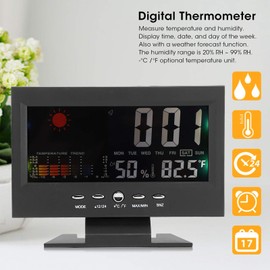 Multifunction Thermometer Hygrometer, Digital Humidity Hygrometer Temperature Meter Monitor with LCD Display Hygrothermograph for Home/Office/Greenhouse