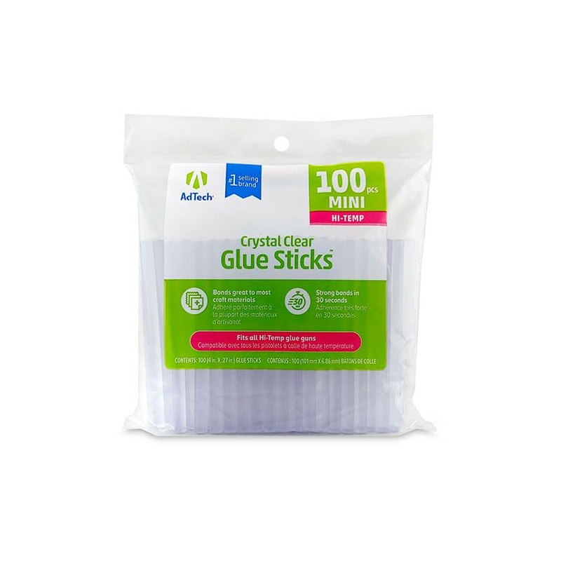 AdTech - Barras de Pegamento, High Temp, Transparente, 1