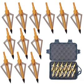 12 Pieces Wide Hunting Head Shooting Arrowheads with Bow 100/125 Grain Arrowheads for Shooting Games Portable Arrows with Box