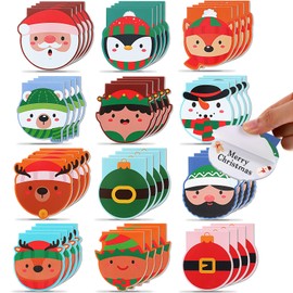 48 Pcs Christmas Mini Notebook Small Christmas Notepads Christmas Pocket Notebook Snowman Santa Claus Notepads for Xmas Party Kids Goodie Bag Stuffer Favor Supplies (3.2 x 3.2 Inch,Simple Style)