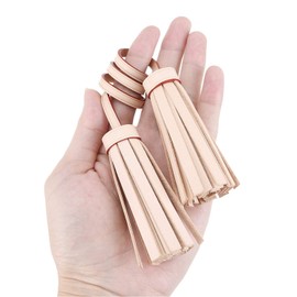 Senral Vachetta Tanning Leather Mini Tassel Keyring Bag Charm for Pouch Pochette Accessoires Dress up SpeedyBB Alma Hanging Pendant Decor for Women Purse Decorations (Vachetta Double Tassel)