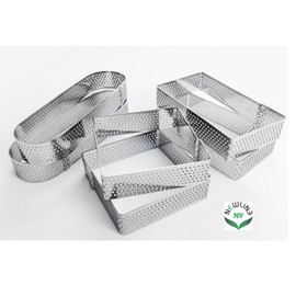 NewlineNY Stainless Steel 6 Pcs Perforated Oval Rectugular Square Tart Rings Molding Plating, Set of 6: 2 of Each (13cm x 4cm) + (10cm x 5.5cm) + (7cm Square) x (2cm H)