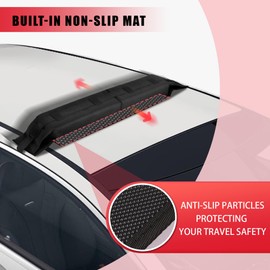 FORWODE Soft Roof Rack Pads, Universal Roof Rack Fit on Cross Bars for Kayak Surfboard SUP Canoe Include 2 Tie Down Straps, 2 Tie Down Rope, 2 Quick Loop Strap and Storage Bag (Without roof Crossbar)