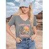 OUMASK Women Long Live Cowgirl Shirt V-Neck Cactus Graphic Tees