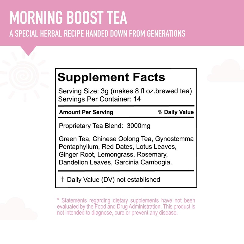 Detox Tea Morning Boost Tea (2 Pack), All Natural Herbal