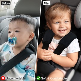 Seat Belt Cover Pad for Baby, Soft Seatbelt Cushion Covers for Kids 2Pcs Car Seat Strap Shoulder Pads for All Car Seats, Stroller, High Chair, High Chair,Black