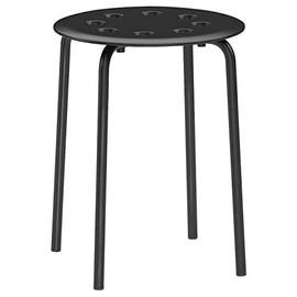 Ikea Marius Steel, Epoxy Powder Coating Stool (Black), Set of 1