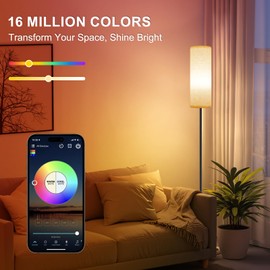 Frideko 2 Pack Floor Lamps for Living Room, Dimmable Colors Temperature & Brightness, Modern Floor Lamp with Remote, Tall Standing Lamps for Living Room Bedroom Office, Beige Shade 9W RGB Bulb