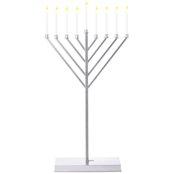 Large Metal Silver Coated Hanukkah Menorah 4 Ft. for Synagogue