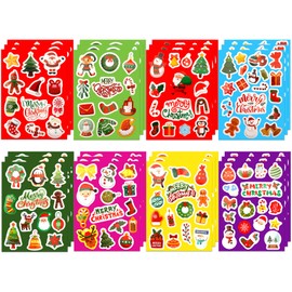 Christmas Stickers for Kids, 339 PCS 24 Sheets Merry Christmas Stickers for Cards Crafts Envelopes Gifts, Xmas Small Scrapbook Sticker for Xmas Office School Classroom Holiday Party Favors Decorations