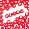 Craftdady 100pcs Red 7mm Letter Beads Flat Round Acrylic Alphabet