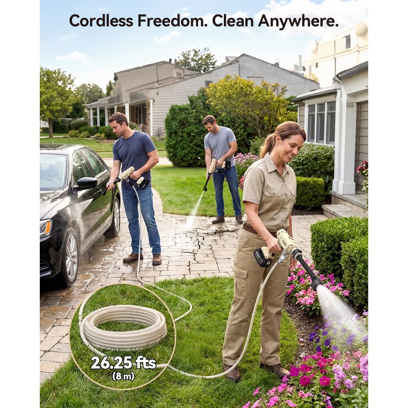 TaskStar Portable Cordless 1250PSI High Pressure Power Washer